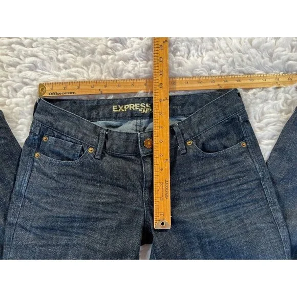Express Zelda Skinny Womens Jeans Blue Sz 6 Short Dark Wash Skinny Stretch - Picture 3 of 9